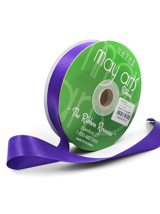 ~7/8"Luster Double Face Satin Ribbon, Grape Purple
