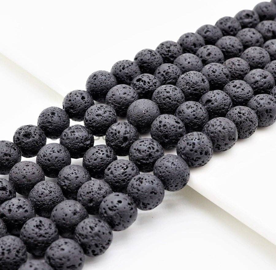 Black Lava Round Beads