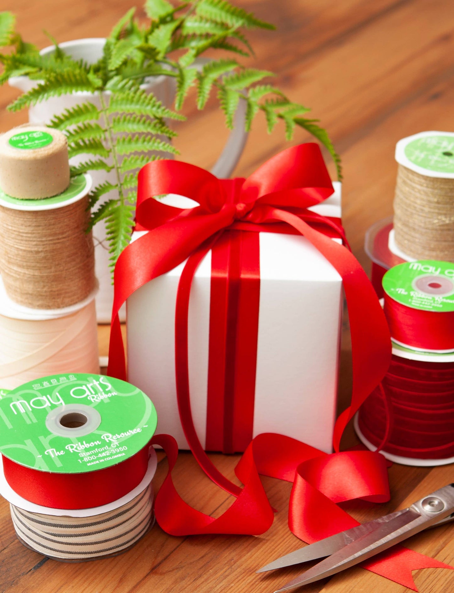 ~1.5" (38MM) Double Face Satin Ribbon, Classic Red