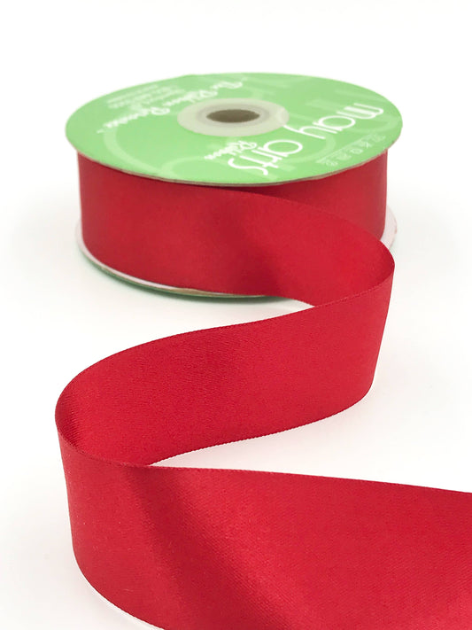~1.5" (38MM) Double Face Satin Ribbon, Classic Red