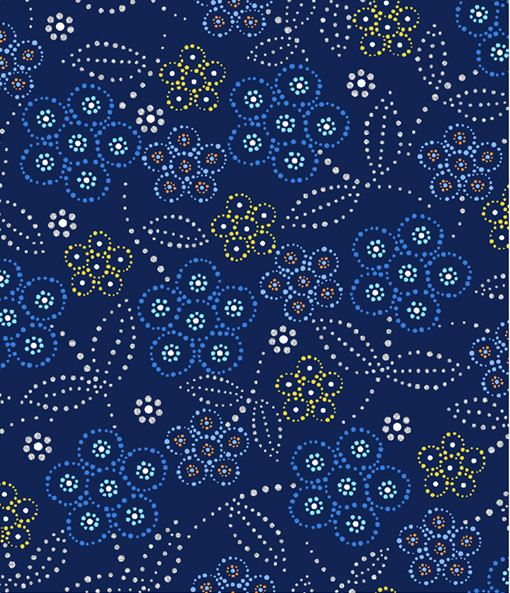 Pattern of stylized flowers on a blue background