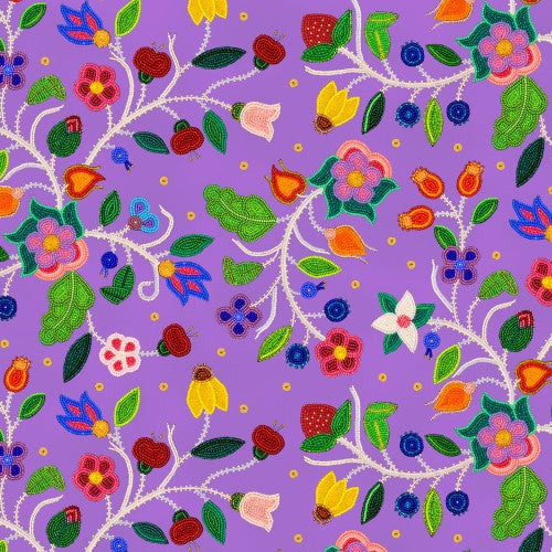 Colorful floral pattern on a purple background