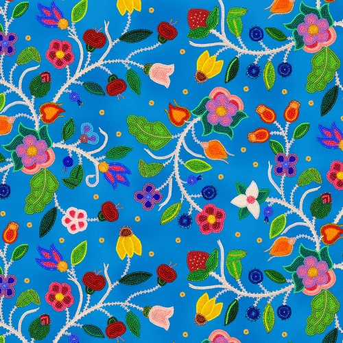Colorful floral pattern on a blue background