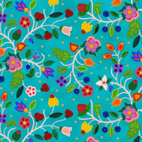 Colorful floral pattern on a blue background
