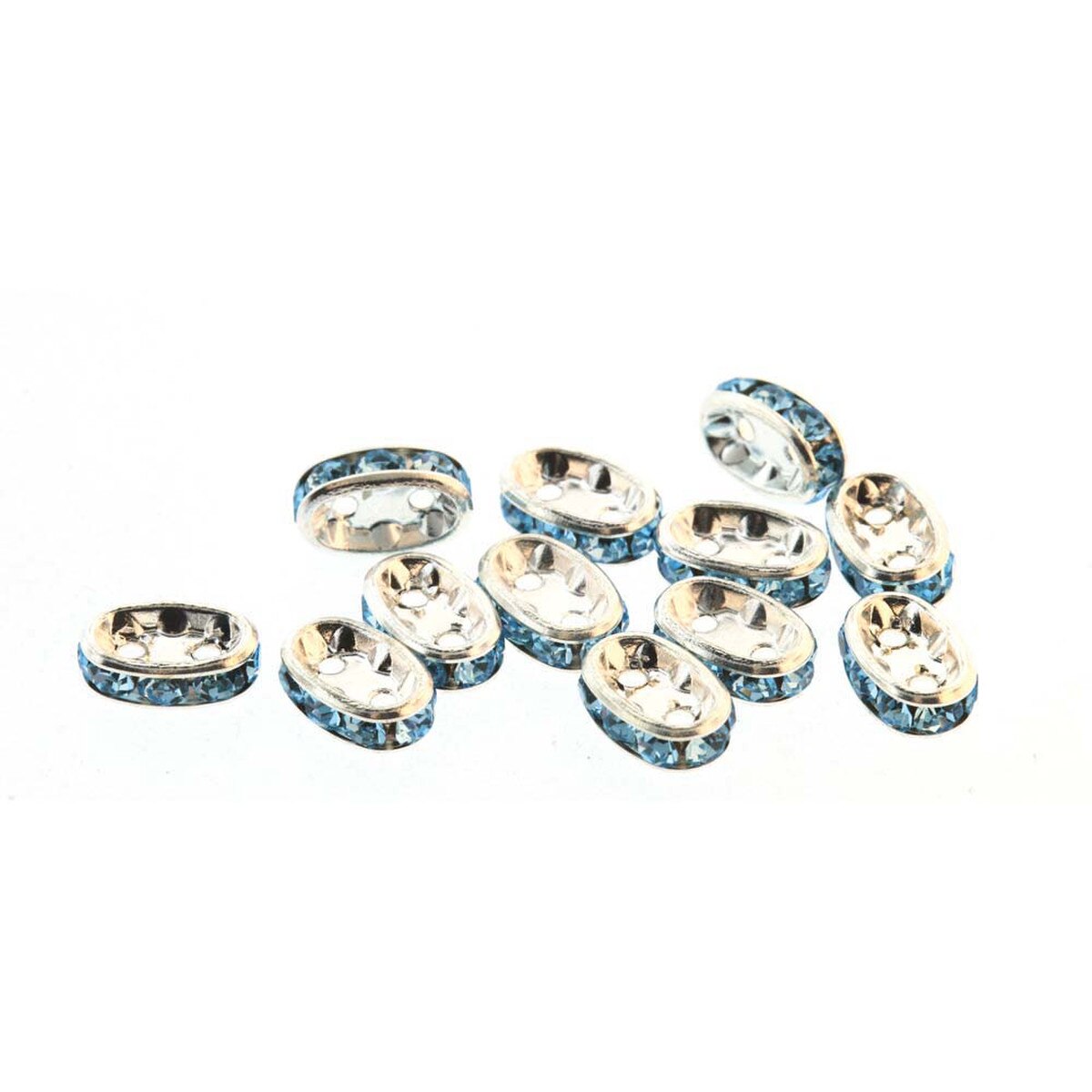 7X4MM 2HL RHINESTONE OVAL SILVER AQUA 36PCS/BG