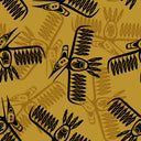 Pattern of stylized birds on a tan background
