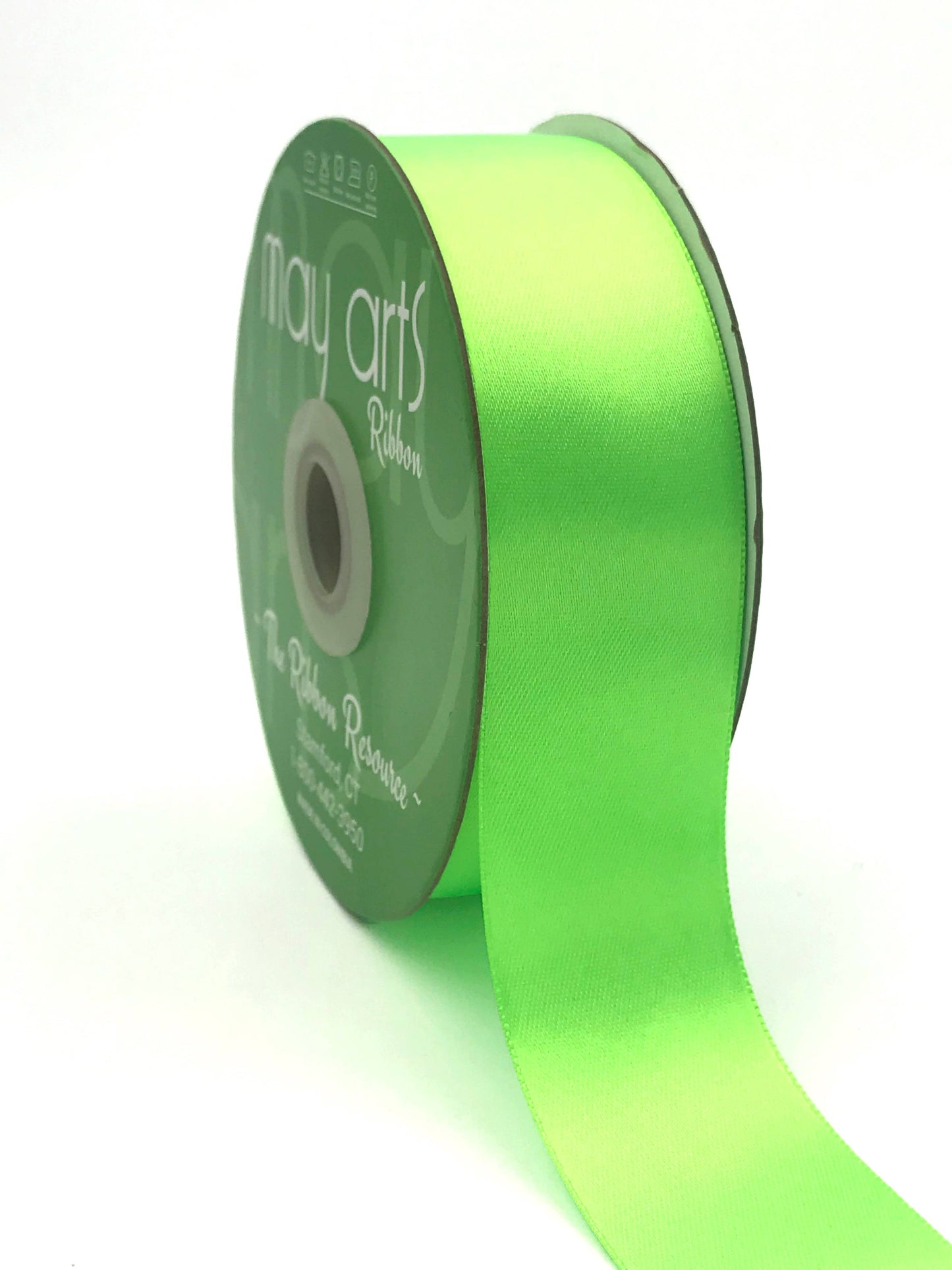 ~1.5" (38MM) Double Face Satin Ribbon, Neon Green