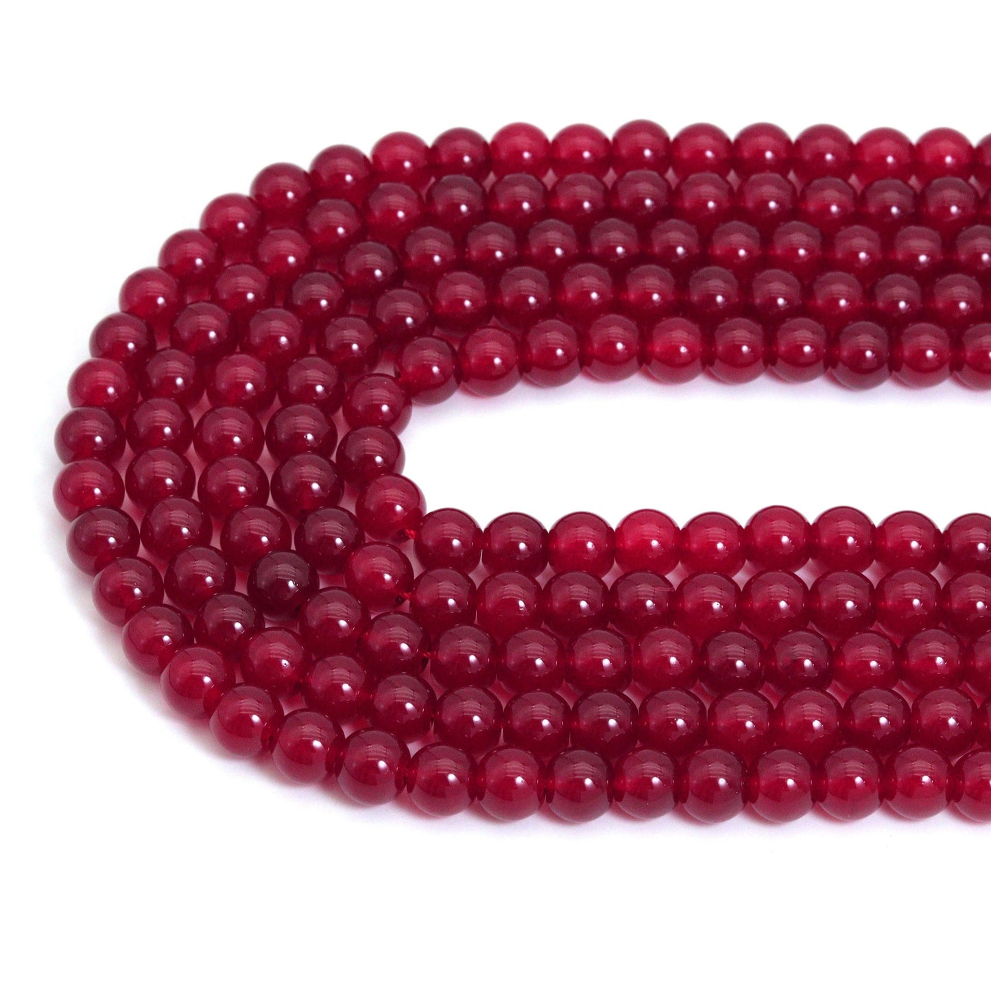 Red Jade Round Smooth Beads