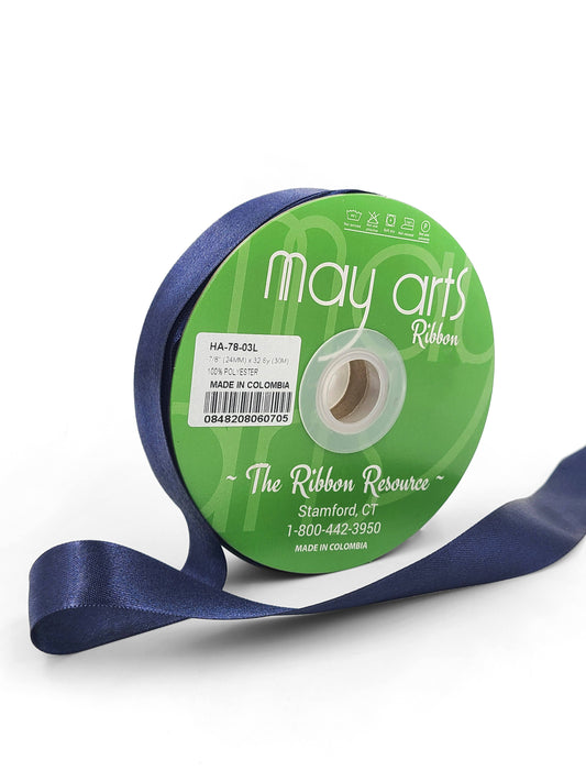 ~7/8"Luster Double Face Satin Ribbon, Navy