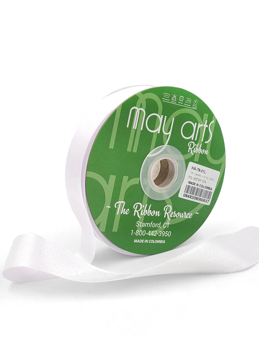~7/8"Luster Double Face Satin Ribbon, White