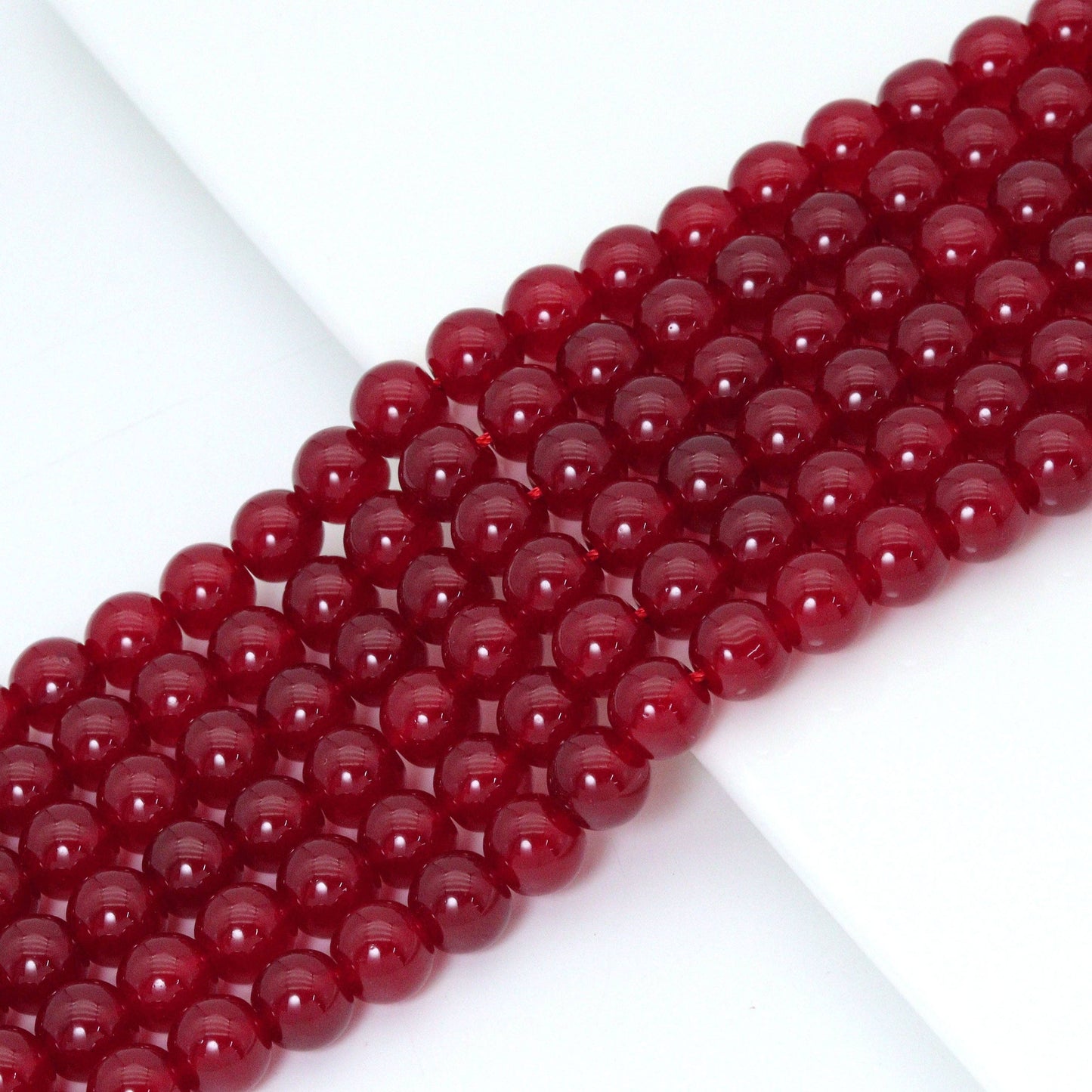 Red Jade Round Smooth Beads
