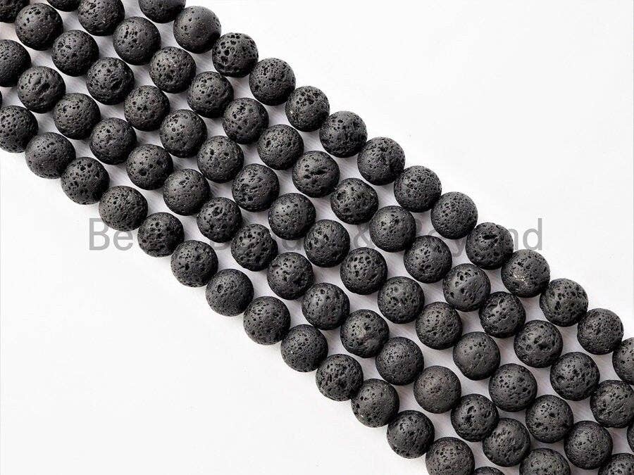 Black Lava Round Beads