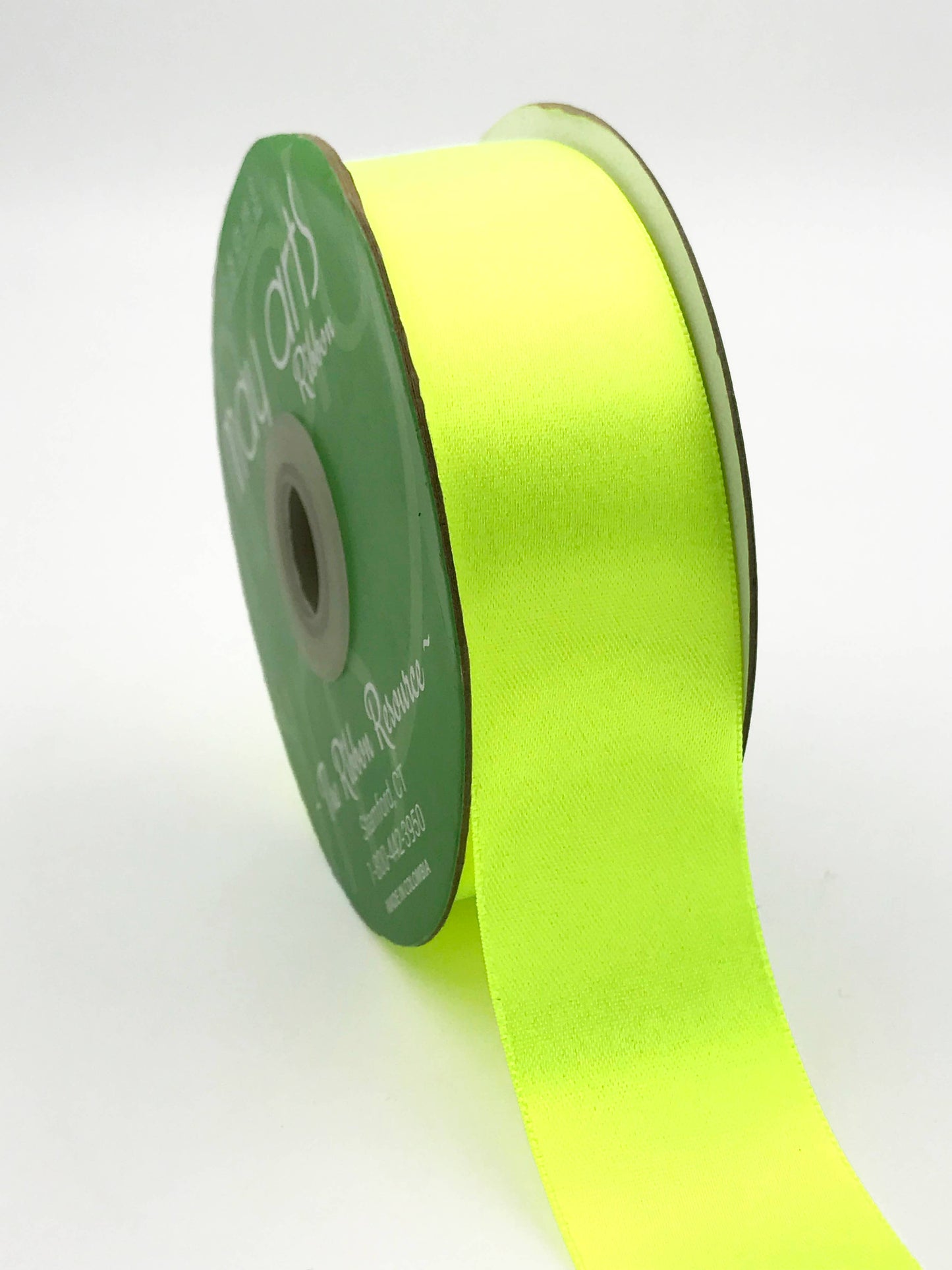 ~1.5" (38MM) Double Face Satin Ribbon, Neon Yellow