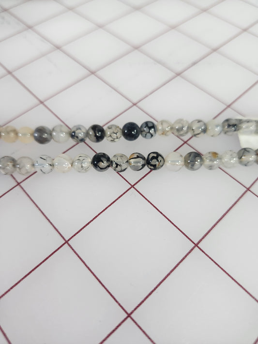 Black Fire Agate Beads, Dragon Vein Agate