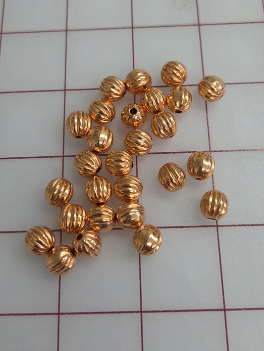 Copper Fluted Beads 9.5mm