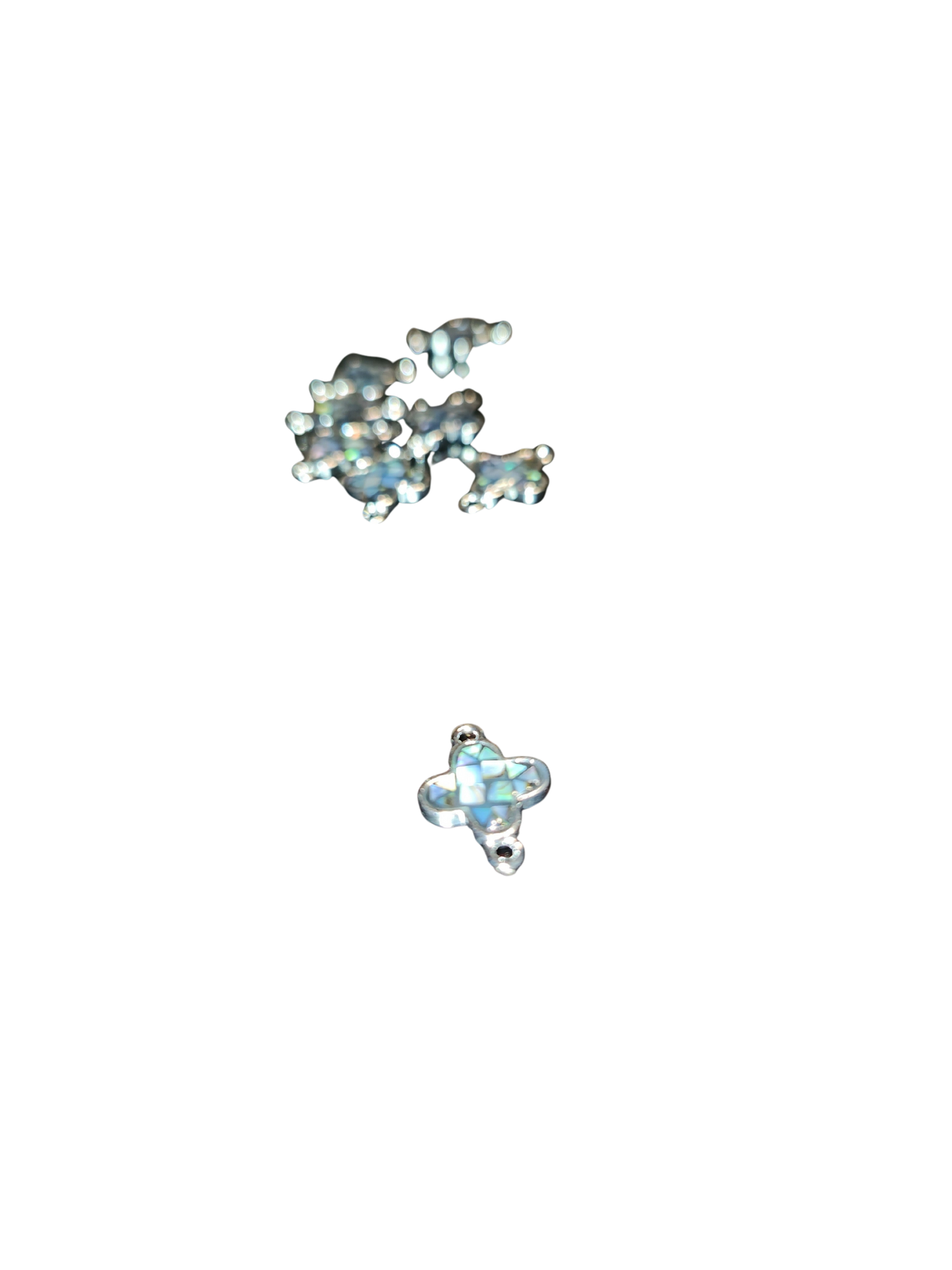100% Natural Abalone Shell Clover Connector