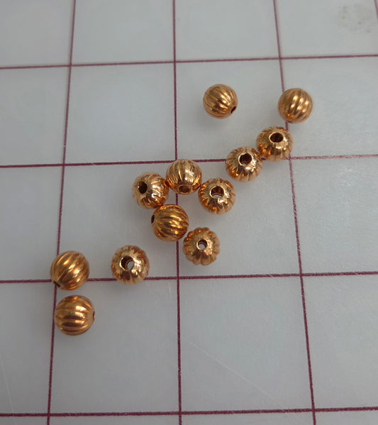 Copper Fluted 8mm Beads